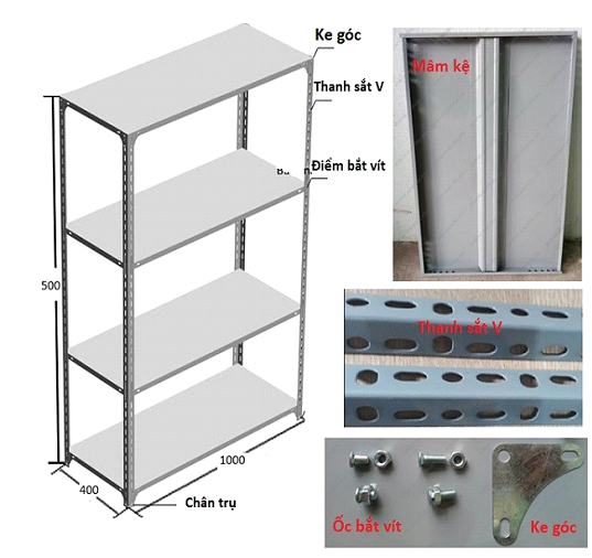 Kệ sắt lắp ráp V lỗ đa năng - https://www.ict-eng.com.vn